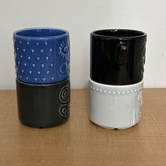 Set of 4 IKEA Rare Frekvens 12 oz Stackable Tiki Ceramic Cups Mugs Maria Vinka - Picture 8 of 9